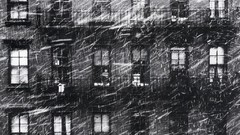 Snow windows houses grayscale old photography Paul Himmel