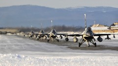 Snow winter Aircraft Taxi military aviation air force jet us 