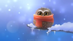 Snow winter Animals Owls artwork apofiss