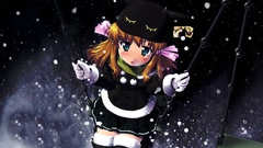 Snow winter Anime anime girls redheads swings