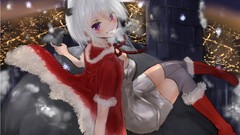 Snow winter Anime white hair anime girls