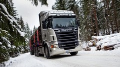 Snow winter Auto Scania trucks snowy trees snowy road