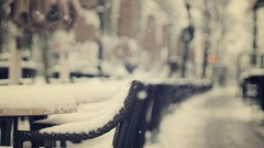 Snow winter chairs street