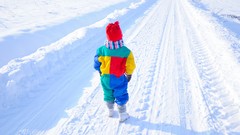 Snow winter children roads little girl