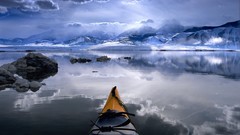 Snow winter clouds California kayak lakes natural Mono Lake
