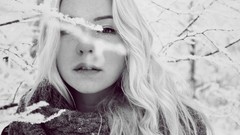 Snow winter cold woman blondes