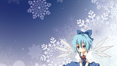 Snow winter dress blush blue hair anime girls touhou cirno 
