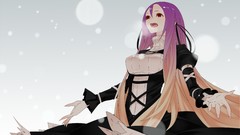 Snow winter dress Ribbons blondes long hair anime girls brown 