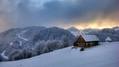 Snow winter houses romania