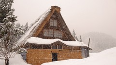 Snow winter Japan buildings