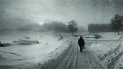 Snow winter monochrome paths towns Pentti Sammallahti