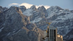 Snow winter Mountains clouds skies