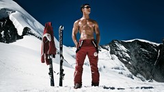 Snow winter Mountains Men muscle male ski abs pecs
