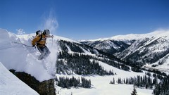 Snow winter Mountains Sports Skiing sunlight