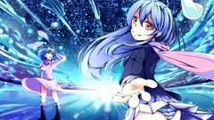 Snow winter night blue clouds dress red eyes schoolgirls skirts 