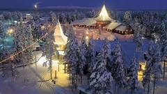 Snow winter night lights new year outdoors