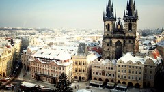 Snow winter Prague cityscapes
