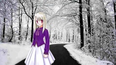 Snow winter purple Anime paths anime girls fate stay night 