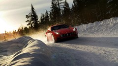 Snow winter red cars vehicles Ferrari FF