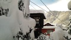 Snow winter seasons houses cityscapes