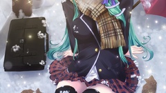 Snow winter skirts scarfs anime girls kochiya sanae touhou 