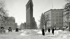 Snow winter street monochrome architecture historic new york 