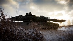 Snow winter sun clouds War Army military Leopards German tanks 