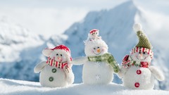 Snow winter sun Snowmen natural blurred