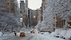 Snow winter Taxi cities new york city