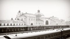 Snow winter trains train stations