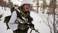 Snow winter War cold white ice Guns Army soldiers Norway 