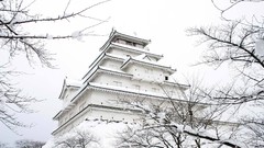 Snow winter white Temples Japanese architecture