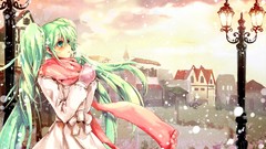Snow winter woman anime girls hatsune miku vocaloid