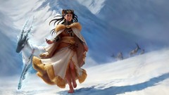 Snow winter woman artwork artistic cartoonish