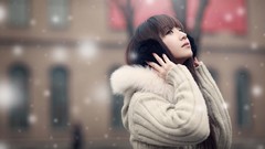 Snow winter woman asians bangs