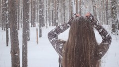 Snow winter woman brunettes