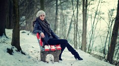 Snow winter woman brunettes models