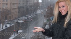 Snow winter woman Christmas cars smiley faces snowball blondes 