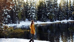 Snow winter woman fashion green eyes danielle redheads fashion 