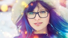 Snow winter woman glasses blue eyes brunettes piercings girls 