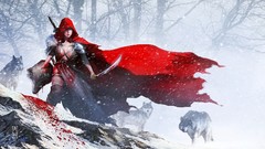 Snow winter woman Little Red Riding Hood blood Wolves Knives 