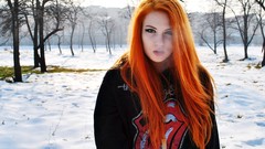 Snow winter woman redheads