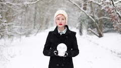 Snow winter woman skulls pink hair short hair