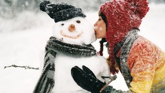 Snow woman Christmas snowman outdoors