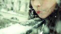 Snow woman close-up brunettes