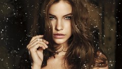 Snow woman close-up faces hungary barbara palvin