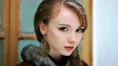 Snow woman earrings blondes blue eyes models pale skin Olesya 