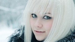 Snow woman faces blondes