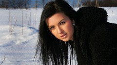 Snow woman faces brunettes black hair