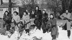 Snow woman Guns monochrome grayscale